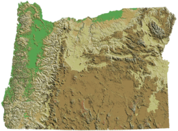 Oregon's topography Oregon DEM relief map.png