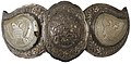 Пафта (копча) из Таковског дворца, легура сребра, седеф, ливење, цизелирање, резање, пречник 7,2 цм, дужина 16,5 цм, 19. век