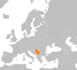 Карта с указанием местоположения Палестины и Сербии