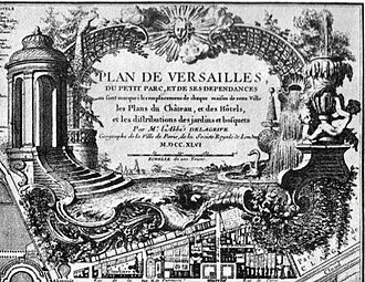 Rococo cartouche in the corner of a Versailles plan, by Jean Delagrive, 1746, engraving on paper, Bibliothèque nationale de France, Paris[11]