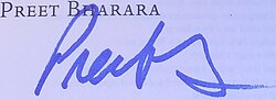 Preet Bhararas signatur