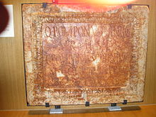 Funeral inscription of Quintus Pomponius Poeninus, soldier of the IV Praetorian Cohort Q.PomponiusPoeninus.jpg
