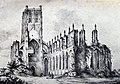 Ruines de l'église Saint-Bertin, en 1850 (lithographie)