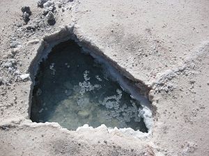 The Uyuni Salt flat is made of of various laye...