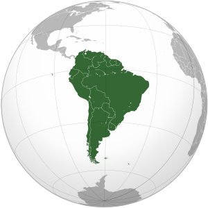 Português: Projeção ortográfica da América do Sul.