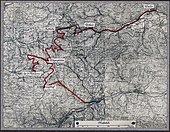 Streckenverlauf und Höhenprofil der Lordonbahn, Mai/Juni 1918