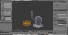 Screenshot von Blender mit Bearbeitungsansicht der Tröte