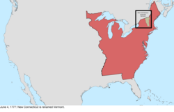 Map of the change to the international disputes involving the United States in central North America on June 4, 1777