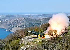 Пусковая установка берегового ракетного комплекса «Утёс» в Крыму.