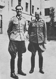 Stauffenberg with Albrecht Mertz von Quirnheim in June 1944 VStauffenberg vQuirnheim.jpg