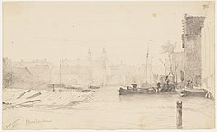 Markengracht seen to the south. W.A. van Deventer, 1853