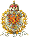 znak markrabství dle heraldika H. G. Ströhla s červeno-zlatou šachovnicí s přidanou dekorací