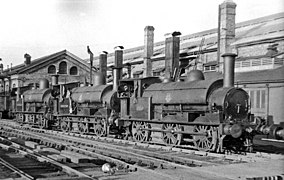 Trois locomotives à Wolverton (la quatrième est garée sur la droite).