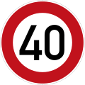 Zeichen 274-40 Zulässige Höchst­geschwindigkeit; bisher Zeichen 274-54