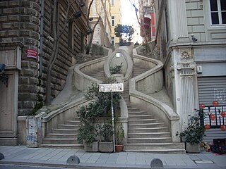 Camondo Stairs at Bankalar Caddesi (Banks Street) in Galata (modern Karakoy), Istanbul, constructed by Abraham Salomon Camondo c. 1870-1880. Istanbul - Kamondo Merdivenleri - Mart 2013.JPG