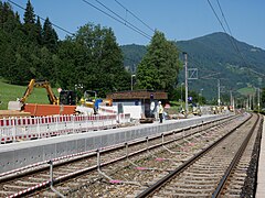 Kitzbühel, Bauarbeiten am Bahnsteiggleis 1