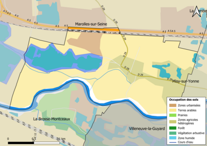 Carte des infrastructures et de l'occupation des sols en 2018 (CLC) de la commune.