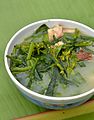 Hoh-pa cha-ueh: a soupy vegetable dish of kai-lan and pork