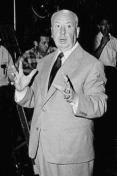 Гічкок під час зйомок Alfred Hitchcock Presents у 1955