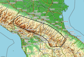 Carte topographique de l’Apennin tosco-émilien.