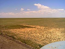 Arlington Auxiliary Army Airfield: high view from the SW corner of the triangular runway looking WNW, Arlington, CO, 2006 ArlingtonAuxiliaryAirfieldColoNWview.jpg