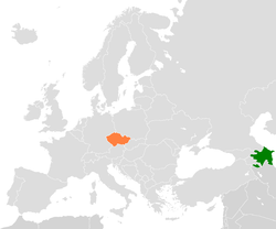 Map indicating locations of Azerbaijan and Czech Republic