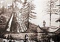 Représentation d'un camp Béothuk, dessin du major John Cartwright (1740-1824)