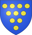 10 besantes (arruelas or)—Azure, dez besantes em pila; D'azur à dix besants d'or— Jean IV de Rieux, França