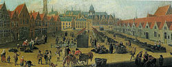 De nog niet overdekte vismarkt in 1750