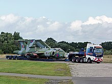 Blackburn Buccaneer XV168 arrives at Yorkshire Air Museum