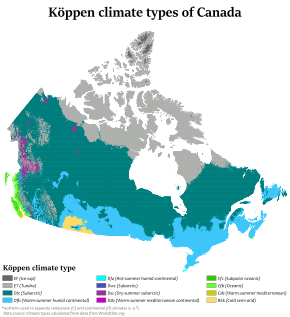 Koppen climate classification types of Canada Canada Koppen.svg