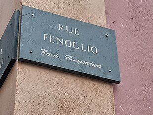 Carée Caurmiun (Rue Fenoglio), Cartée ën lengua brigašca e fransesa