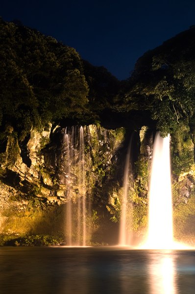 File:Cheonjiyeon Waterfall at Night.jpg