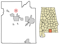 Location of Gantt in Covington County, Alabama.