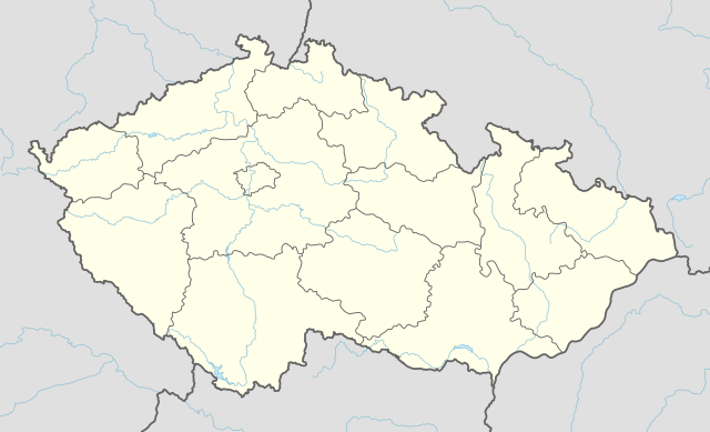 Mapa konturowa Czech, po prawej znajduje się punkt z opisem „Ołomuniec”