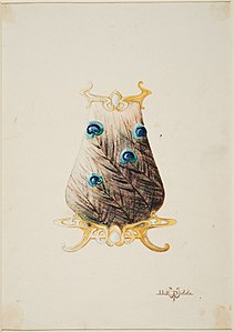 Design drawing for vase 'Peacock Feathers' (1899) by Philippe Wolfers, collection King Baudouin Foundation