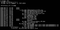 Microsoft Windows Command Prompt showing a directory listing. Dir command in Windows Command Prompt.png