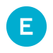 Rundes Liniensymbol mit dem weißen Großbuchstaben E in türkis-blau gefülltem Kreis vor neutralem Hintergrund