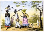 Esclaves se rendant au travail au Suriname, par Pierre Jacques Benoit, 1831.