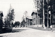 Arbetarbostäder vid Källfallet, Grängesberg omkring 1900.