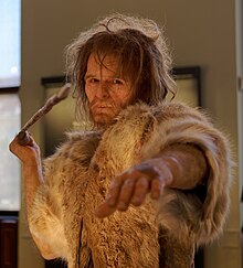 Reconstructed Middle Paleolithic Neanderthal man Homo Sapiens, Cro-Magnon 1 The Natural History Museum Vienna, 20210730 1223 1272.jpg
