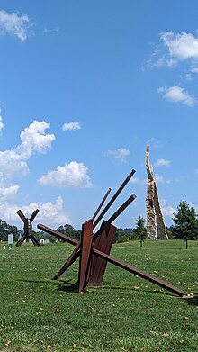 Modern sculpture by Sculpture Fields at Montague Park founder John Raymond Henry.