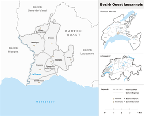 Karte von District de l’Ouest lausannois