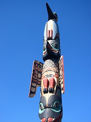 Crane, eagle, bear. Ketchikan, Alaska. Native ...