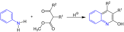 Reaktionsschema der Knorr-Chinolinsynthese