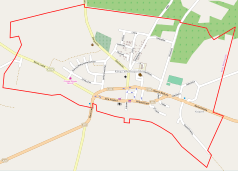 Mapa konturowa Książa Wielkopolskiego, po prawej znajduje się punkt z opisem „Kopce powstańców 1848 roku w Książu Wielkopolskim”