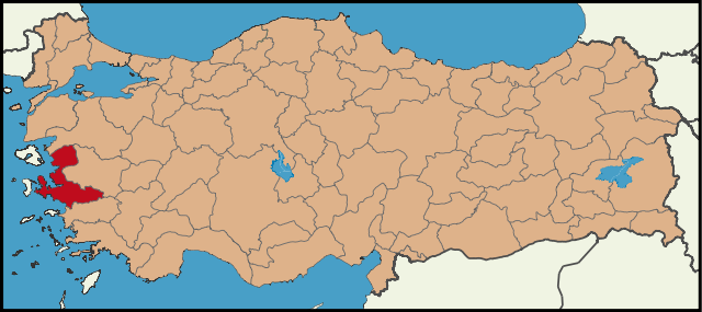 Localização da província de Esmirna na Turquia