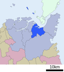 Vị trí quận Kokurakita trên bản đồ thành phố Kitakyūshū