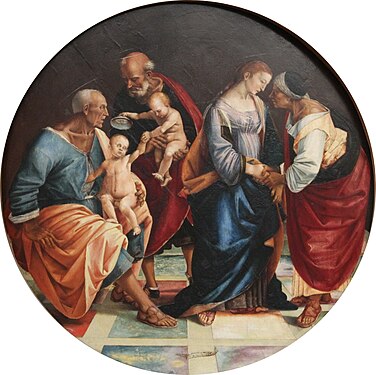 Sainte Famille avec Zaccharie, Élisabeth et Jean enfant, Gemäldegalerie de Berlin.