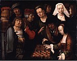 A Game of Chess (c. 1509), Óleo em madeira de Lucas van Leyden.